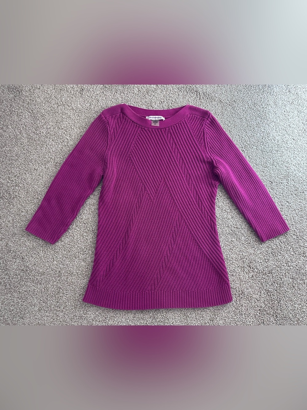 Allison Daley Fuchsia Textured Chevron Knit Sweater